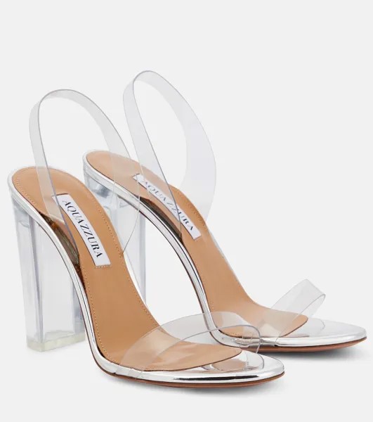 Сандалии So Nude 105 из ПВХ с ремешком на пятке Aquazzura, серебряный