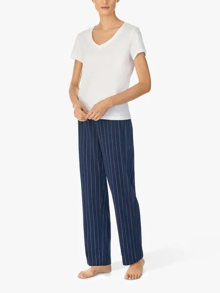 Хлопковые пижамные штаны в полоску Lauren Ralph Lauren, темно-синие