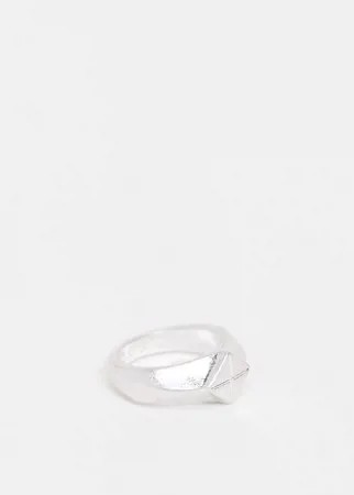 Серебристое кольцо-печатка с отделкой в форме ромба Icon Brand-Серебристый
