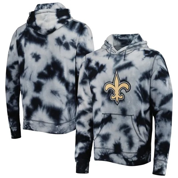 Мужской черный пуловер с капюшоном New Orleans Saints Team Tie Dye New Era