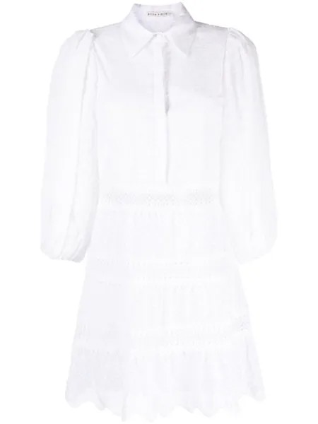 Платье мини Blakesley с длинными рукавами alice + olivia, белый