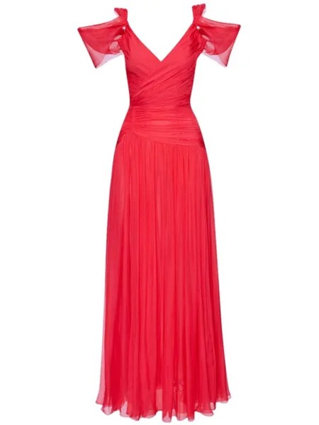 Шифоновое платье с драпировкой Oscar de la Renta, розовый