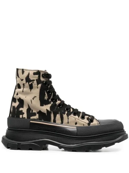 Alexander McQueen кеды Tread Slick с графичным принтом, коричневый