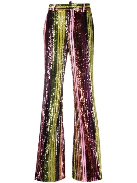 Dsquared2 striped sequin flared trousers, оранжевый