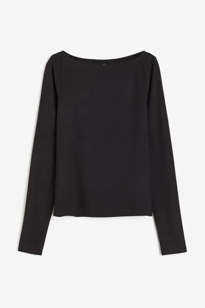 Лонгслив H&M Boat-neck Jersey, черный