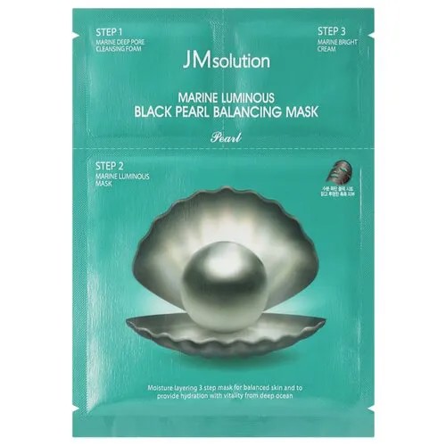 JM Solution Marine Luminous Black Pearl Balancing Mask Трёхшаговый набор для сияния кожи с чёрным жемчугом, 30 мл