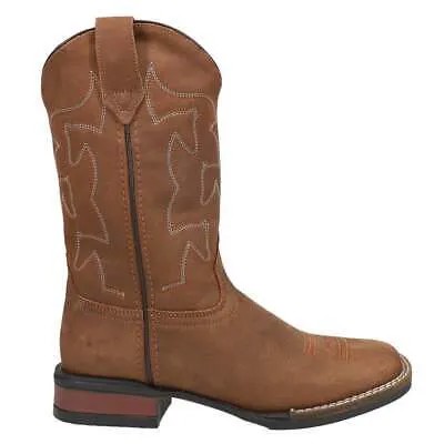 Roper Cow Hide Crazy Horse Round Toe Cowboy Youth Boys Brown Casual Boots 09-11