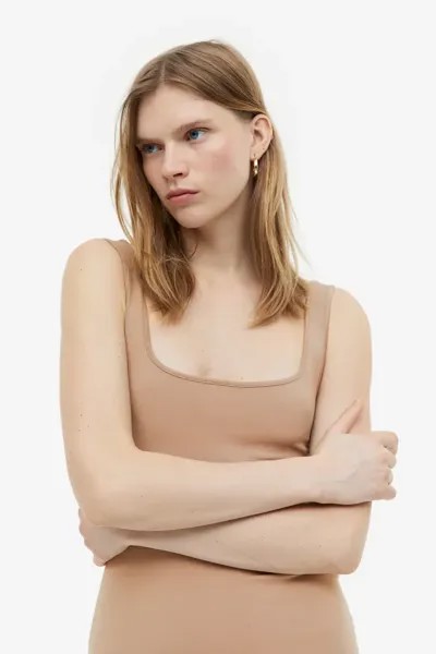 Облегающее платье из джерси H&M, бежевый