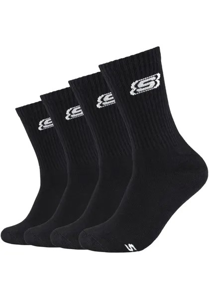 Носки Skechers (4 шт.) с усиленной пяткой и носком для долговечности, черный