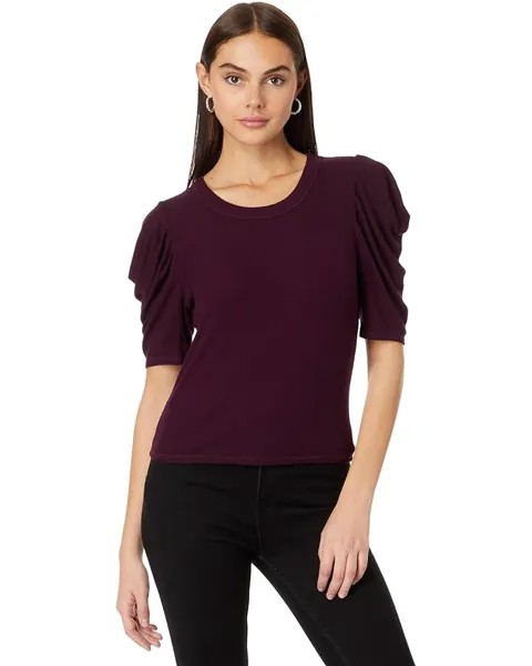 Топ Michael Stars Andrea Pleated Sleeve Crop, цвет Plum