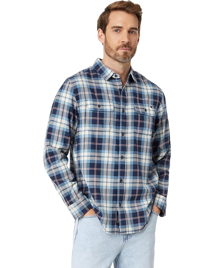 Топ Vans Sycamore Long Sleeve Woven, цвет Bluestone/Oatmeal