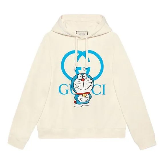 Толстовка GUCCI x Doraemon SS21 Hoodie 'Ivory Blue', белый