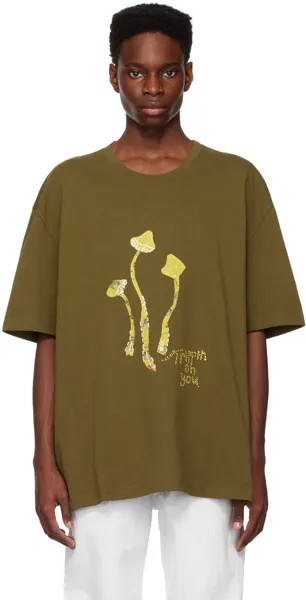 Зеленая футболка с грибами Maison Margiela