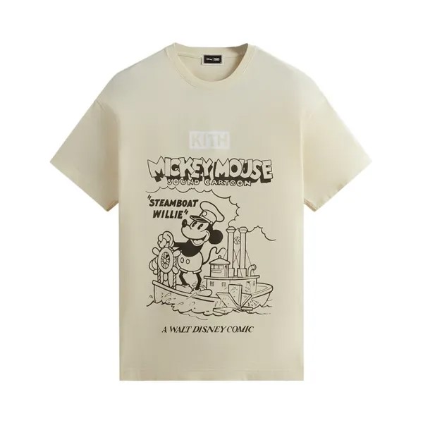 Футболка Kith For Mickey & Friends Steamboat Willie Vintage 'Sandrift', кремовый