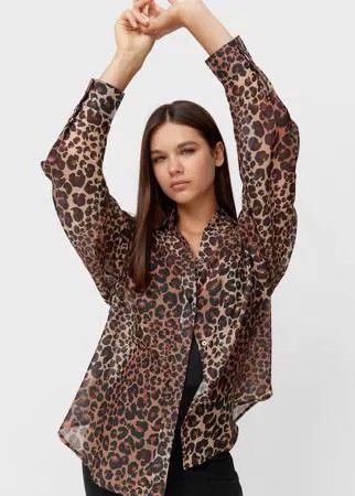 Stradivarius Рубашка Свободного Кроя Бежевый Средний S