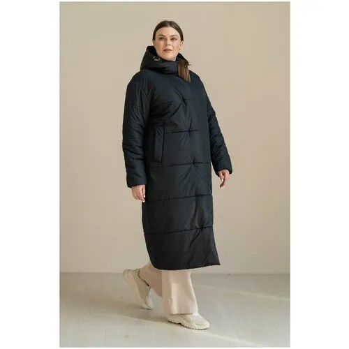 Куртка  Modress зимняя, силуэт прямой, утепленная, стеганая, размер 52, черный
