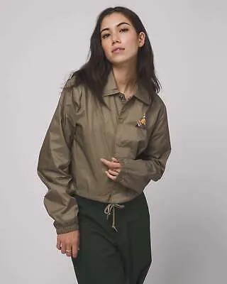 Женская укороченная куртка HUF New Dawn Triple Triangle Crop Jacket цвета хаки Спортивная одежда Топ