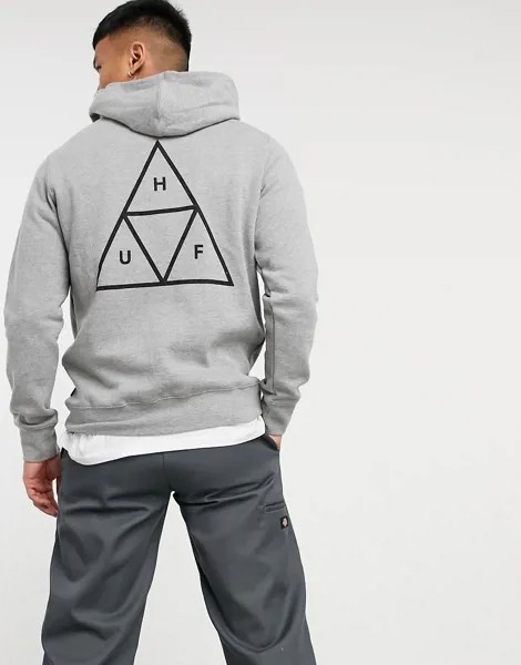 Худи серого цвета без застежки HUF Essentials Triple Triangle-Серый