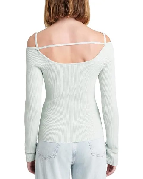 Топ 7 For All Mankind Off Shoulder Long Sleeve Top, цвет Pale Blue
