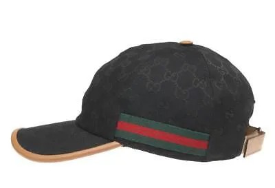 НОВАЯ БЕЙСБОЛЬНАЯ КЕПКА GUCCI ЧЕРНАЯ GG CANVAS WEB 57/S