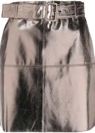 MSGM юбка мини с завышенной талией и эффектом металлик