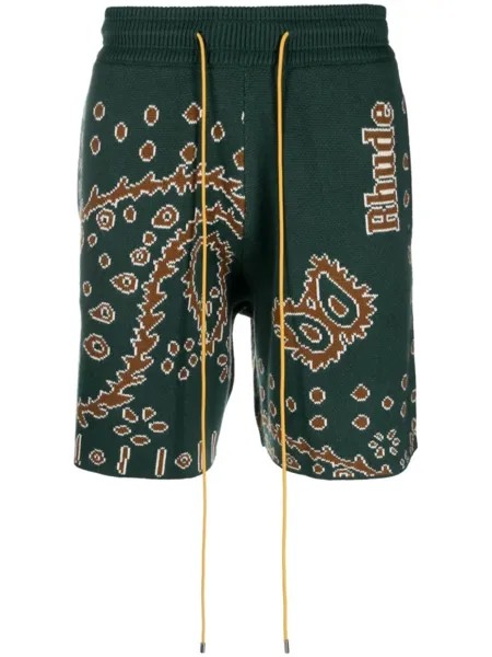RHUDE шорты вязки интарсия с кулиской, зеленый