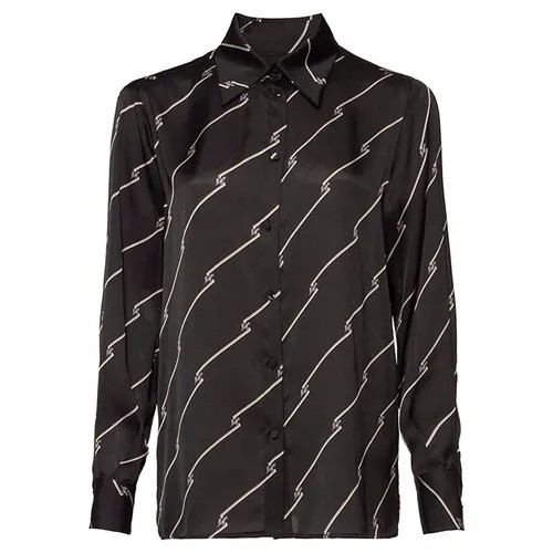 Блуза  MSGM, прямой силуэт, в полоску, размер 42, черный