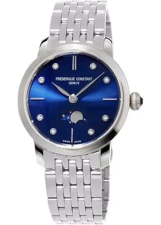 Швейцарские наручные  женские часы Frederique Constant FC-206ND1S26B. Коллекция Slim Line Moonphase