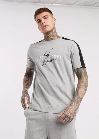 Серая меланжевая пижама с шортами и футболкой ASOS DESIGN-Мульти