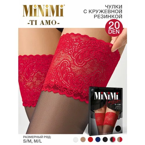 Чулки MiNiMi Ti Amo, 20 den, размер M-L, nero/rosso