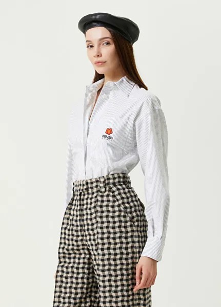 Темно-синяя рубашка с узором в полоску Kenzo