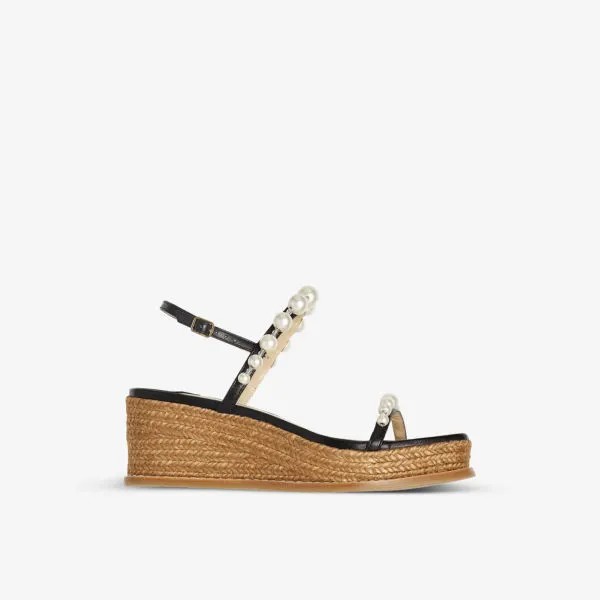 Босоножки Amatuus 60 на танкетке из искусственной кожи с жемчугом Jimmy Choo, черный