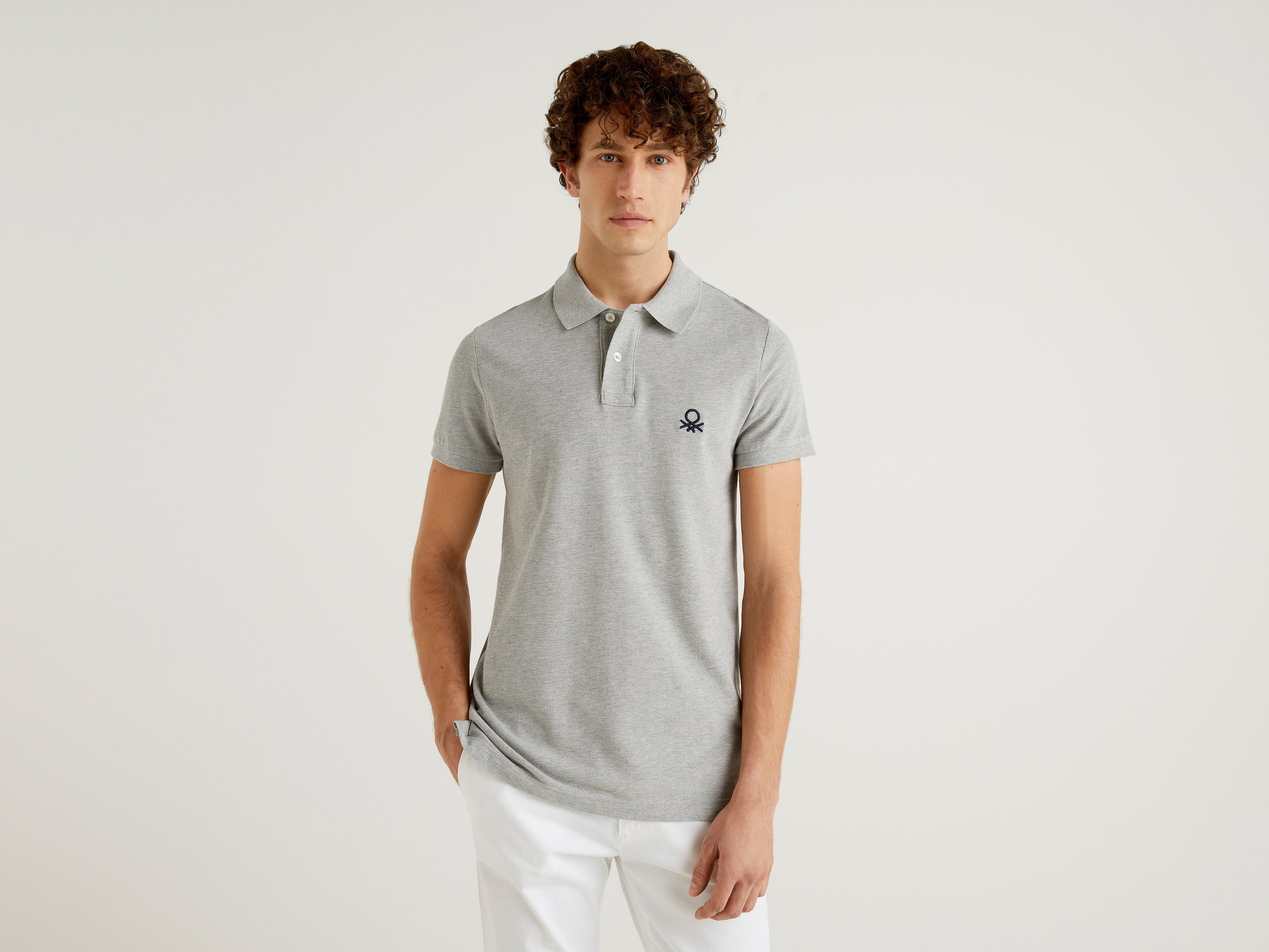 Футболка-поло мужская United Colors of Benetton CCC_3089J3178 серая 2XL