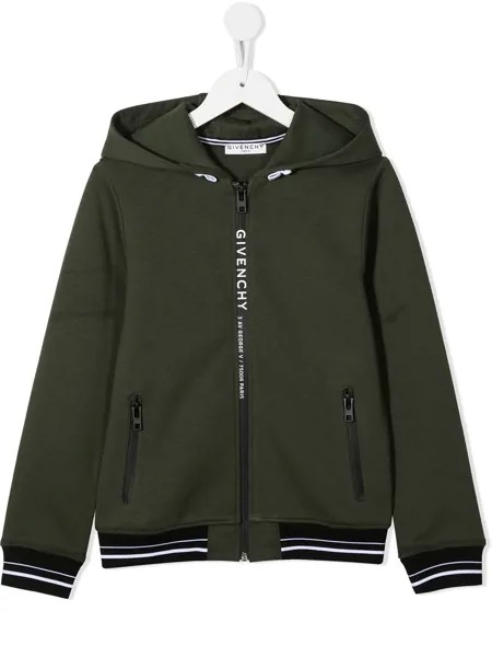 Givenchy Kids куртка на молнии с капюшоном и логотипом