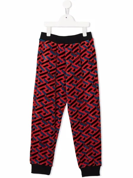 Versace Kids спортивные брюки с принтом Greca