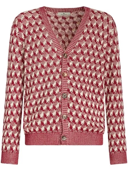 ETRO жаккардовый кардиган с геометричным узором, красный