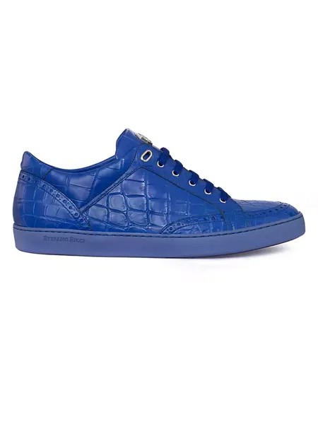 Матовые кроссовки из кожи крокодила Stefano Ricci, цвет bright blue