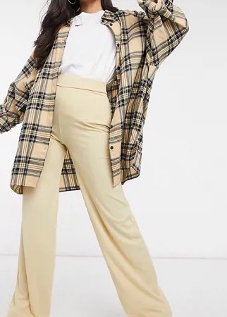 Бежевые широкие брюки в рубчик от комплекта Missguided Petite-Neutral