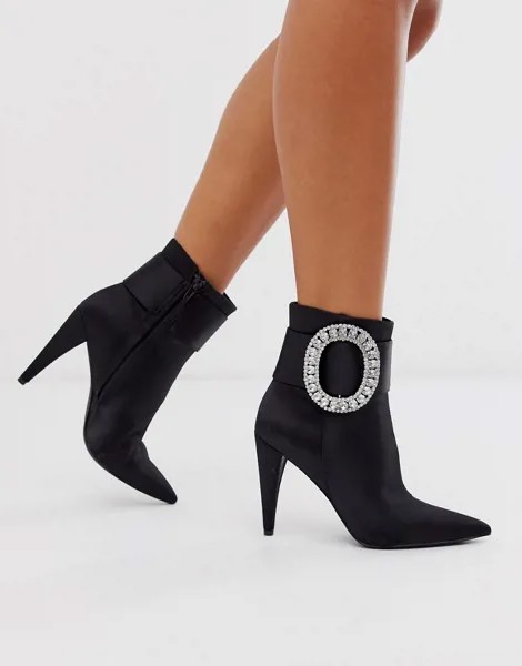 Ботинки со стразами на пряжках ASOS DESIGN Eclectic-Черный