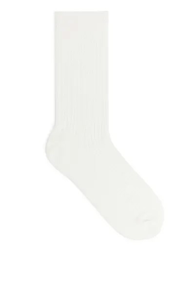 Хлопковые носки supima в рубчик H&M, белый