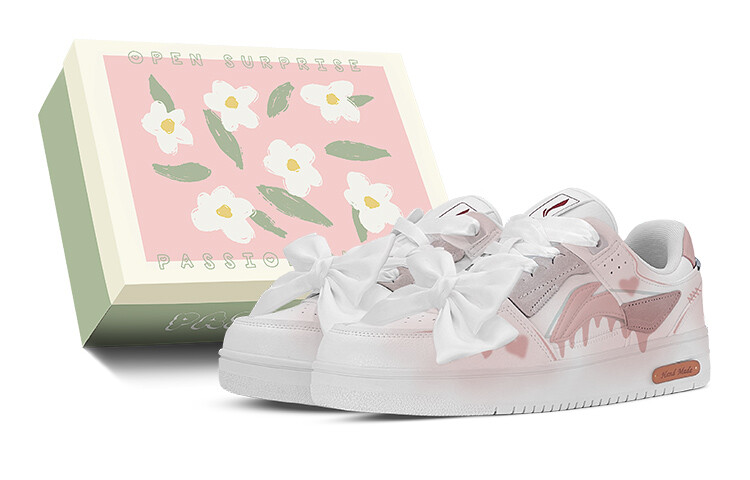 Кроссовки LINING Skateboarding Shoes Women's Low-top White/pink, розовый