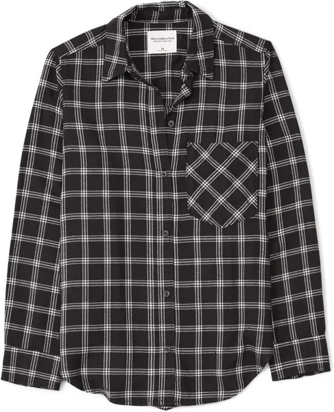 Рубашка Long Sleeve Flannel Abercrombie & Fitch, цвет Black White Plaid