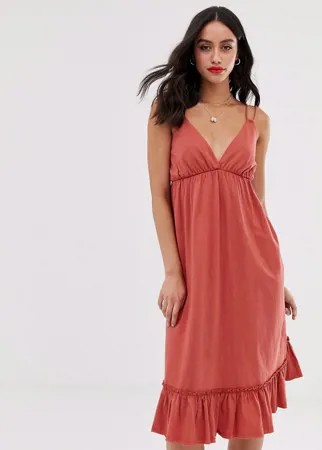 Свободный сарафан миди ASOS DESIGN-Оранжевый