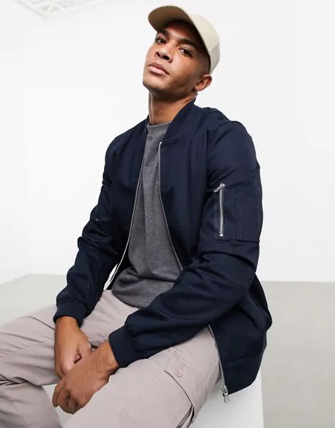 Темно-синий бомбер MA1 ASOS DESIGN