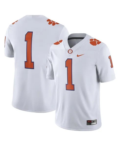 Мужская белая футболка clemson tigers #1 для выездных игр Nike, белый