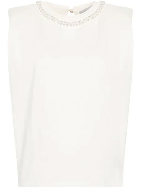 Golden Goose футболка без рукавов с подплечниками, белый