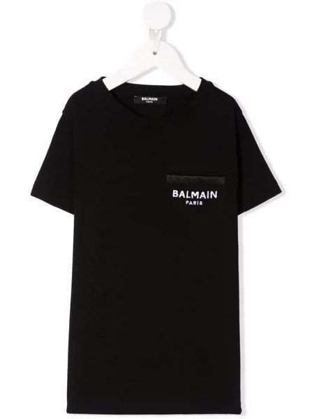 Balmain Kids футболка с короткими рукавами и вышитым логотипом
