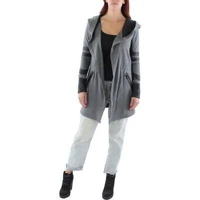 Женский серый кардиган с шалью и кожаной отделкой Blanc Noir, куртка-свитер XS BHFO 2218