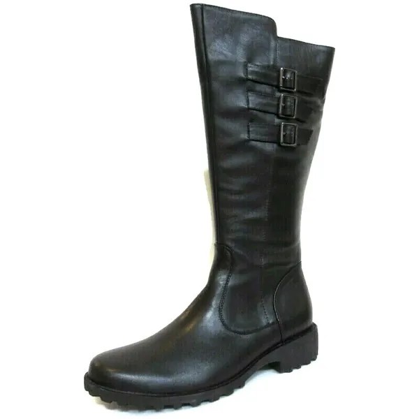 Женские черные кожаные высокие сапоги на молнии TRIVICA, размер 8,5 #93397