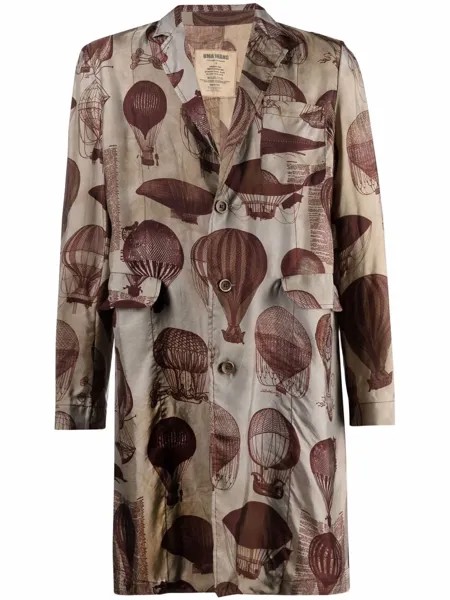Uma Wang balloon-print longline shirt coat